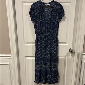 Like New Navy Floral Midi Dress